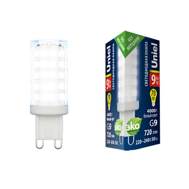 лампа светодиодная led-jcd-9w/4000k/g9/cl glz09tr 9вт прозрачная 4000к нейтр. бел. (упак. картон) uniel ul-00006489 от BTSprom.by