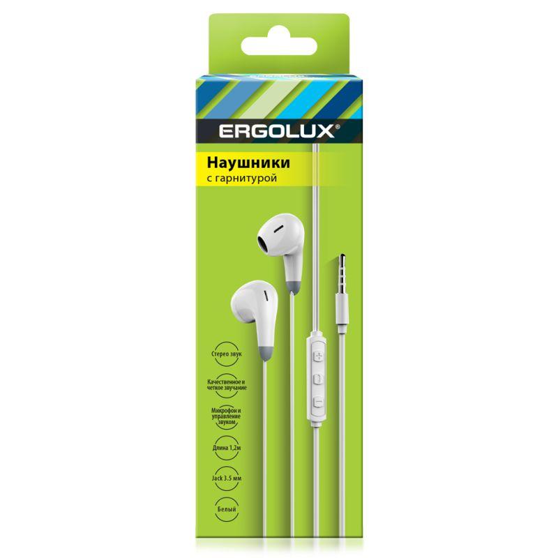 наушники вкладыши с микрофоном проводные elx-whp01-c01 3.5мм 1.2м коробка бел. ergolux 15281 от BTSprom.by