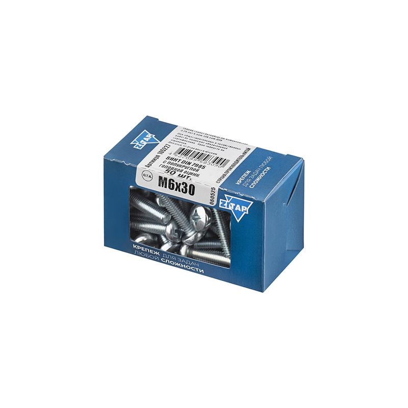  Винт с полукруглой головкой М6х30 DIN 7985 оцинк. (уп.50шт) Tech-Krep/Zitar 105227 фото в каталоге от BTSprom.by