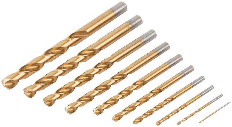  Набор сверл по металлу HSS шлифованные титановое покрытие угол заточки 135град. пласт. кейс 10шт (1-2-3-4-5-6-7-8-9-10мм) MOS 35733М фото в каталоге от BTSprom.by