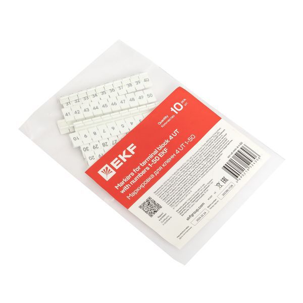  Маркировка для клемм 4 UT 1-50 (уп.100шт) EKF scr-ut-mrk-4-1-50 фото в каталоге от BTSprom.by