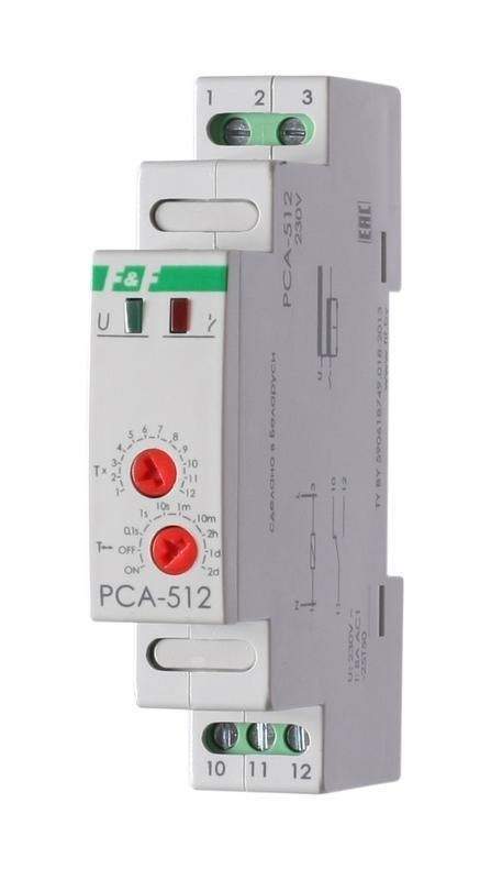 реле времени pca-512 8а 230в 1 перекл. ip20 задержка выключ. монтаж на din-рейке f&f ea02.001.001 от BTSprom.by