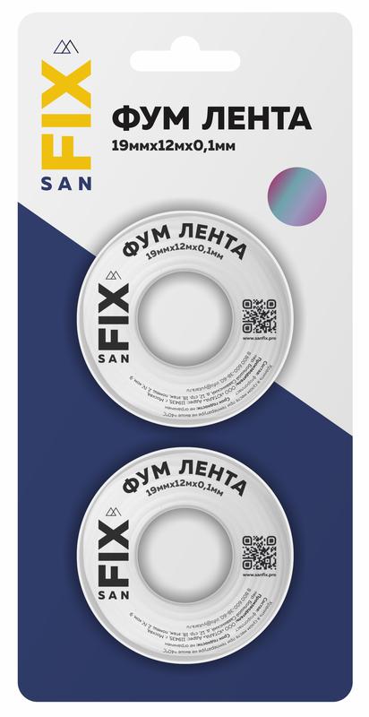 лента фум 19х0.1х12000х0.3г/куб.см 55/25мм (блистер 2шт) sanfix rtp 41217 от BTSprom.by