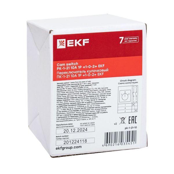  Переключатель кулачковый ПК-1-21 1П 10А "1-0-2" EKF pk-1-21-10 фото в каталоге от BTSprom.by
