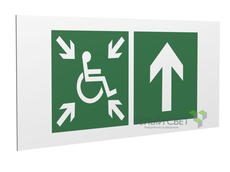 знак безопасности pp-40205.e77"напр.движ. к пункту сбора(безоп.зоне)мгн прямо" белый свет a20808 от BTSprom.by