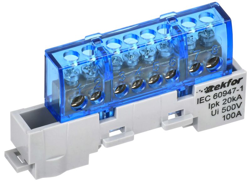 шина нулевая n изол. на универс. держ. 6х9-8-с tekfor iek tf-nn10-08-kl-k07 от BTSprom.by