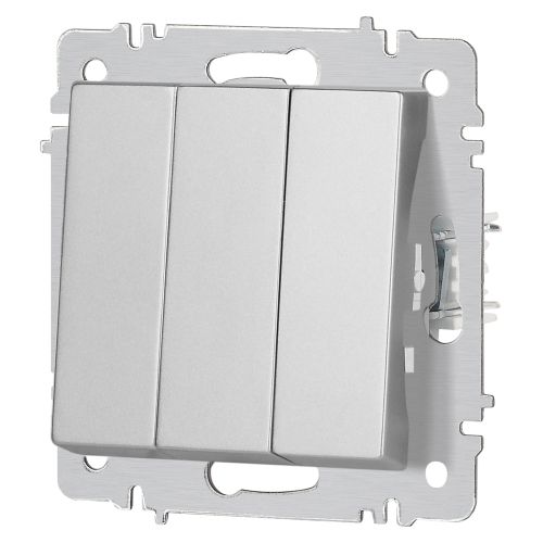  Выключатель 3-кл. СП Accent 6-106-03 10А IP20 250В AL/CU алюм. Intro Б0063536 фото в каталоге от BTSprom.by