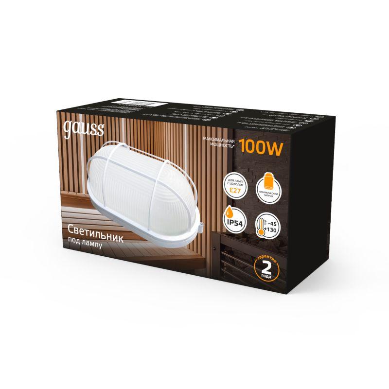  Светильник "Банник" 100Вт E27 IP54 160х115х280мм НБП овал настенно-потолочный с решеткой GAUSS 926602211 фото в каталоге от BTSprom.by