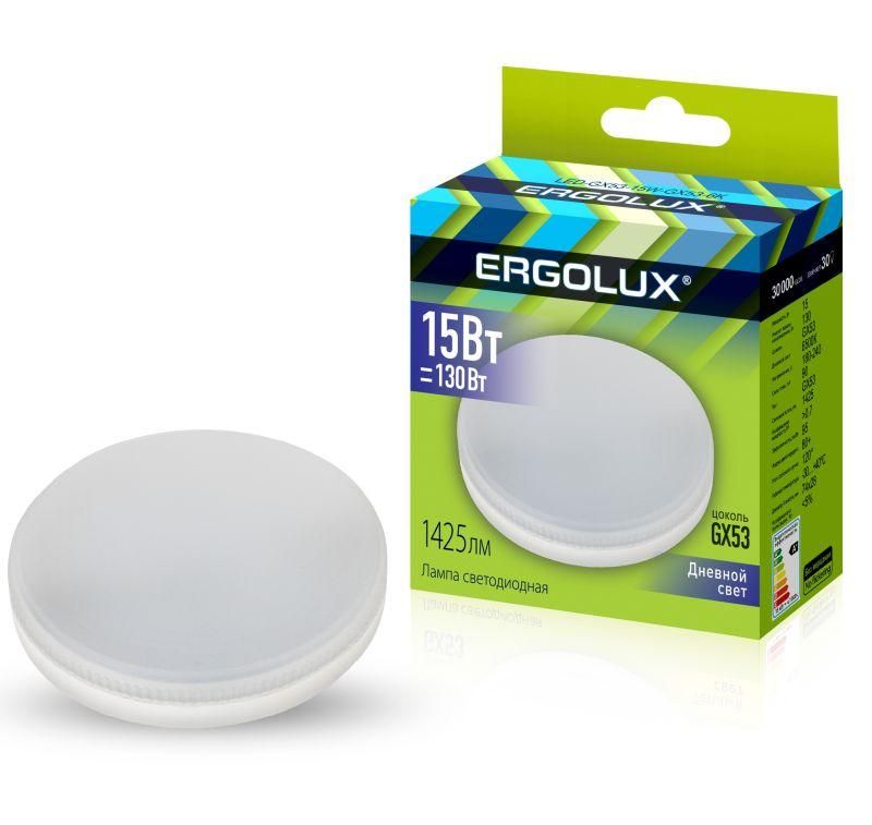 лампа светодиодная led-gx53-15w-gx53-6k 15вт gx53 6500к 180-240в ergolux 14240 от BTSprom.by