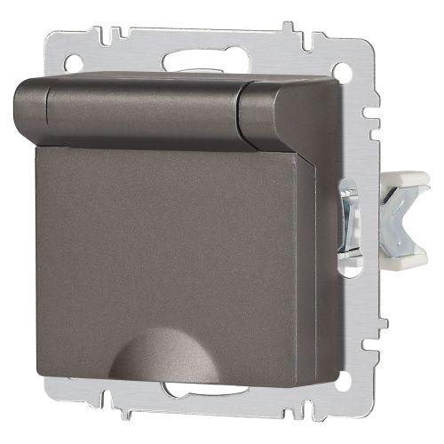  Розетка 1-м СП Accent 6-203-09 16А IP20 250В 2P+E Schuko с крышкой AL/CU титан Intro Б0063471 фото в каталоге от BTSprom.by