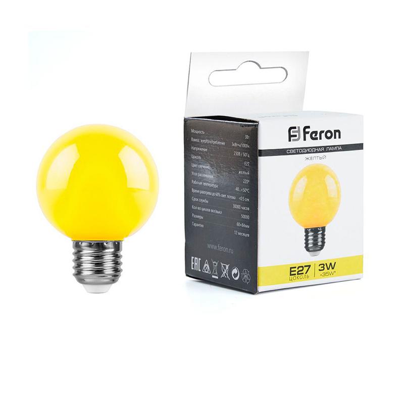 лампа светодиодная 3вт 230в e27 g60 матов. lb-371 желт. feron 25904 от BTSprom.by