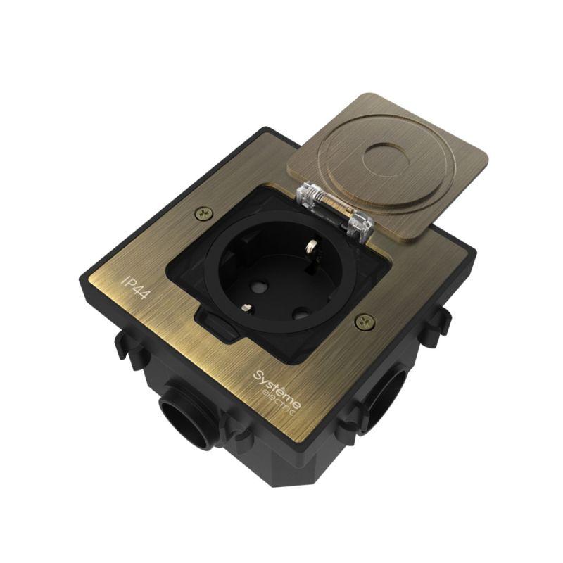 лючок multidesk mdk21 с розеткой 2p+e 16а 250в ip44 с монтажной коробкой для бетонных полов античная латунь se mdk21202bc от BTSprom.by