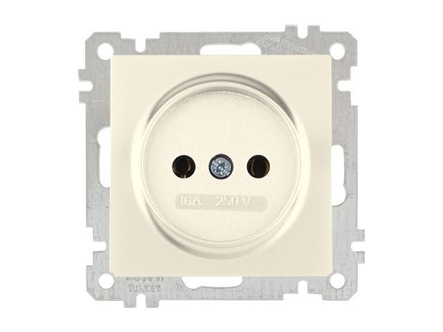 розетка 1-ая (скрытая, без рамки, б/з) кремовая, daria, mutlusan (16 a, 250 v, ip 20) 2100 601 0202 от BTSprom.by