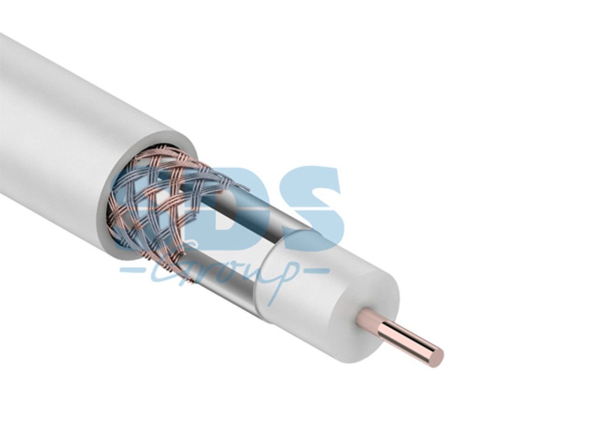 кабель rg-6u+cu (75 ом), cu/al/cu 48 % (бухта 100 м) белый proconnect (для подключения систем телевидения  телевизионный кабель) 01-2206 от BTSprom.by