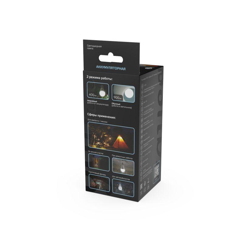 Лампа светодиодная Black 12Вт A80 грушевидная 4100К нейтр. бел. E27 900лм авар. аккум. Li-Ion GAUSS 102002212 фото в каталоге от BTSprom.by