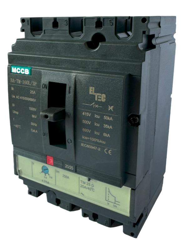 выключатель автоматический mccb ba-tm-160l/3p 25а (термомагнитый тм icu:50ka) eltec 1200025 от BTSprom.by