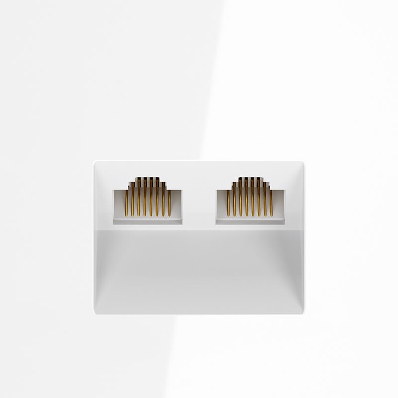  Розетка компьютерная 2-м СП S70 RJ45 + RJ45 кат.6 механизм бел. глянцевый Voltum VLS060201 фото в каталоге от BTSprom.by