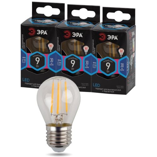 Лампа светодиодная филаментная F-LED P45-9W-840-E27 9Вт P45 шар 4000К нейтр. бел. E27 Эра Б0047029 фото в каталоге от BTSprom.by