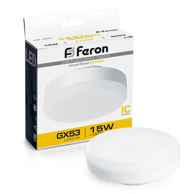 лампа светодиодная 15вт 230в gx53 2700к lb-454 feron 25834 от BTSprom.by