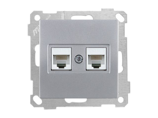розетка компьютерная 2xrj45 (cat5e) серебро, elitra, mutlusan 2270 138 0192 от BTSprom.by