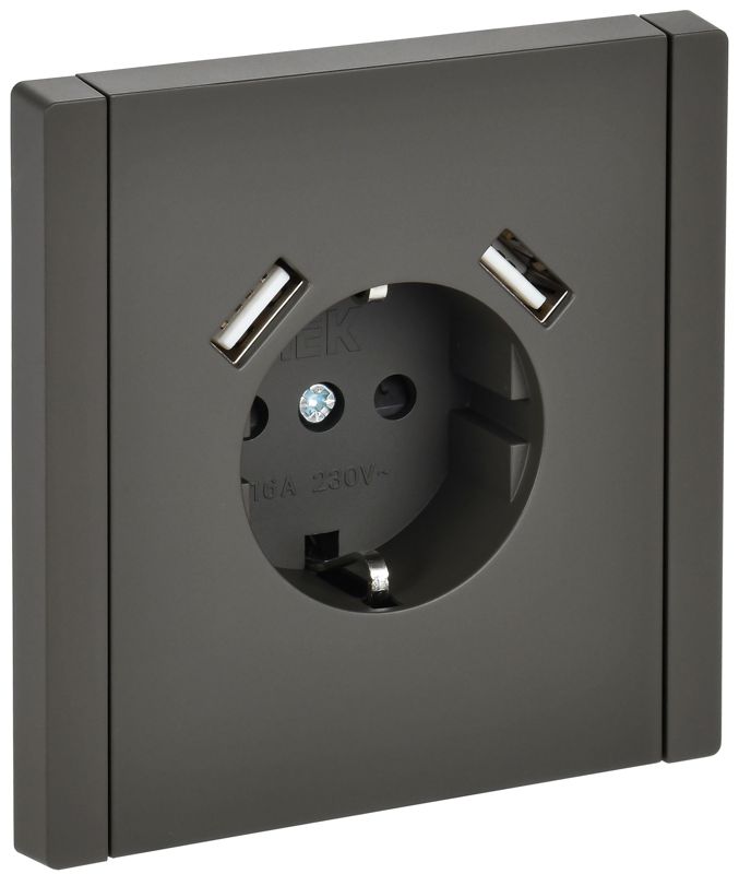 розетка forte&piano fp345 16а usb a+a 3.1а с заземл. защ. шторки винт. крепл. сер. iek fp-r14-16-u21-d31-k03 от BTSprom.by