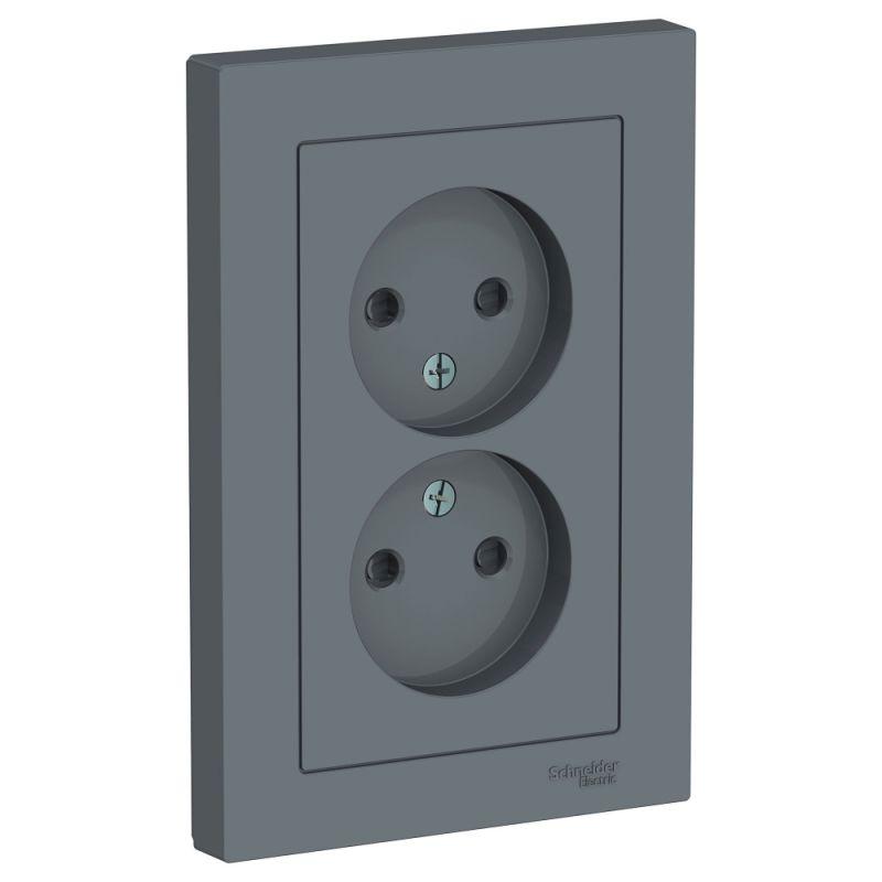 розетка 2-м сп atlasdesign 16а ip20 без заземл. защ. шторки в сборе грифель se atn000722 от BTSprom.by