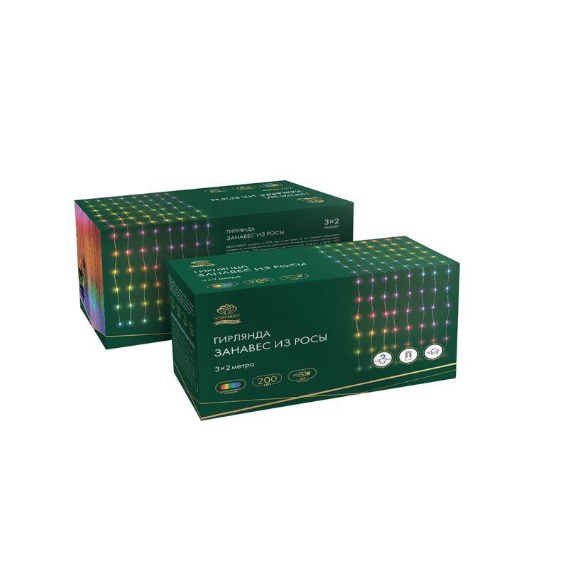  Гирлянда светодиодная "Роса "Светодиодный дождь" 3х2м LED мультиколор 12Вт IP20 USB+пульт управления с крючками для крепления Neon-Night 315-879 фото в каталоге от BTSprom.by