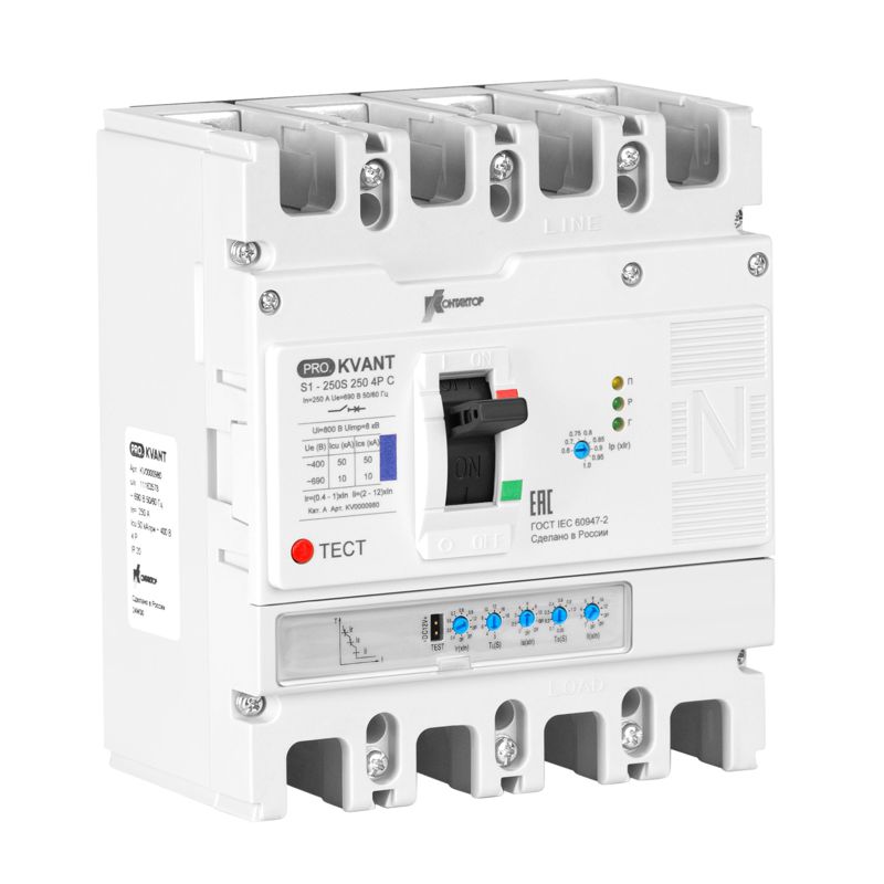 выключатель автоматический pro.kvant s1-100h 4p c 32а 70ка в литом корпусе с электрон. расцеп. контактор kv0000966 от BTSprom.by