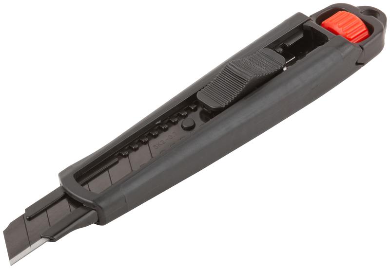  Нож технический 18мм усиленный прорезиненный дополнит. пластиковый прижим профи черн. FIT 10322 фото в каталоге от BTSprom.by