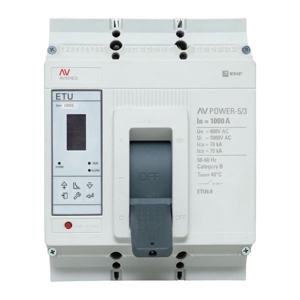  Выключатель автоматический 1000А 70кА AV POWER-5/3 ETU6.0 AVERES EKF mccb-53-1000M-6.0-av фото в каталоге от BTSprom.by