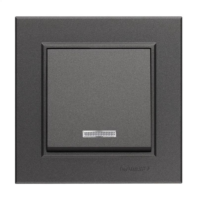 выключатель 1-кл. сп karea 10а ip20 дым. металлик с подсветкой makel 56050021 от BTSprom.by