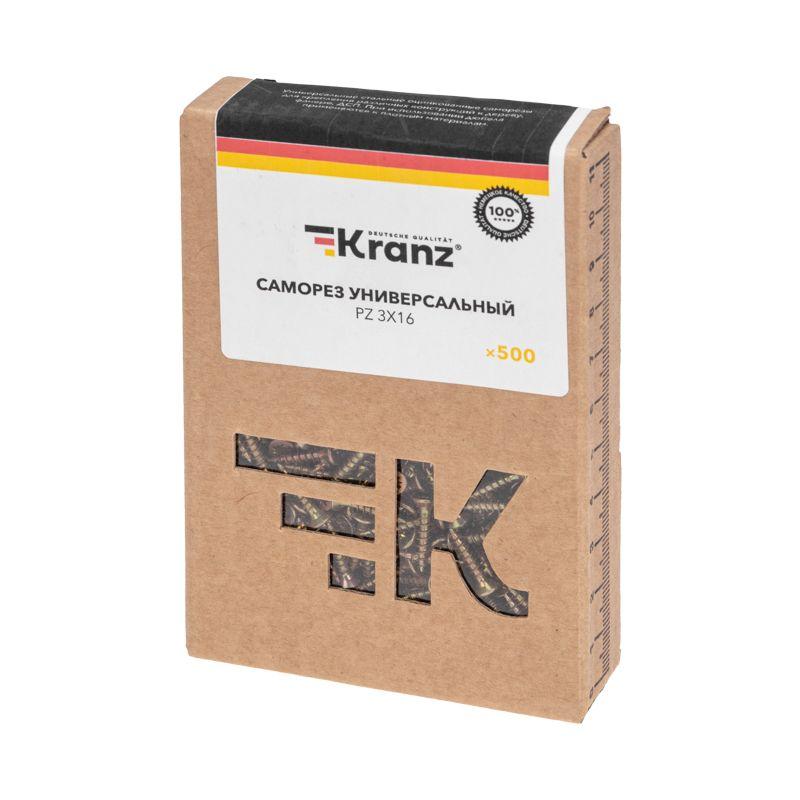  Саморез универсальный 3х16 желт. цинк (уп.500шт) Kranz KR-01-3311-010 фото в каталоге от BTSprom.by