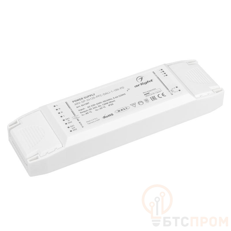 Блок питания ARV-SP-24120-PFC-DALI-1-10V-PD 24В 5А 120Вт IP20 пластик Arlight 041387 фото в каталоге от BTSprom.by  Блок питания ARV-SP-24120-PFC-DALI-1-10V-PD 24В 5А 120Вт IP20 пластик Arlight 041387 фото в каталоге от BTSprom.by