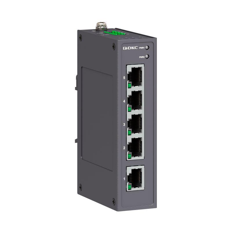 коммутатор промышленный неуправляемый 5х10/100base-t(x) портов rj45 12-48в dc/18-30в ac с резервированием dkc n1000-5t-p2 от BTSprom.by
