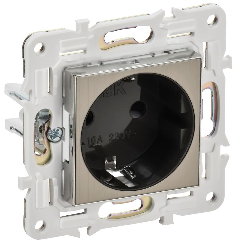 розетка skandy 16а с заземл. защ. шторки sk-r04n никель iek sk-r14-16-k50 от BTSprom.by
