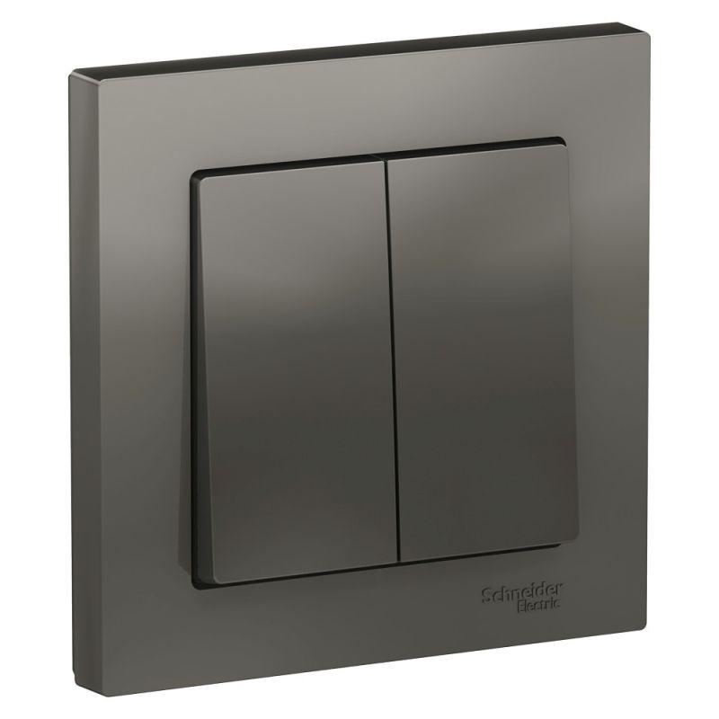  Выключатель 2-кл. СП AtlasDesign 10А IP20 (сх. 5) 10AX в сборе сталь SE ATN000952 фото в каталоге от BTSprom.by