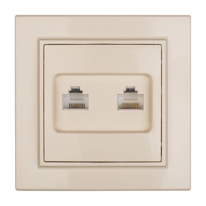 розетка компьютерная + телефонная 2-м сп минск rj45 + phone беж. ekf erk00-135-20 от BTSprom.by