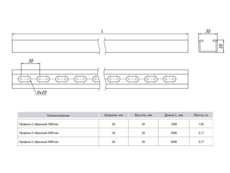  Профиль С-образный L3000 1.5мм EKF cp3000 фото в каталоге от BTSprom.by