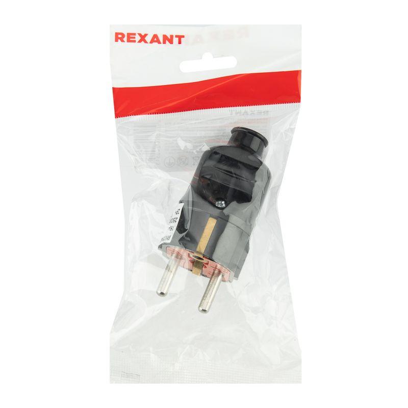  Вилка Евро прямая 16А с заземл. усиленная черн. Rexant 11-8949 фото в каталоге от BTSprom.by