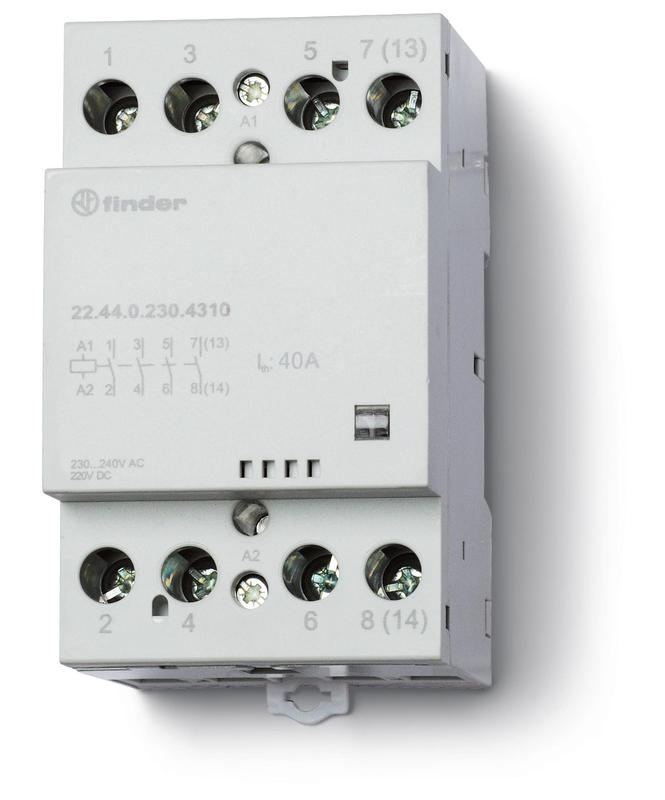 контактор модульный 4no 40а agsno2 230в ac/dc 53.5мм ip20 опции: мех. индикатор finder 224402304310 от BTSprom.by