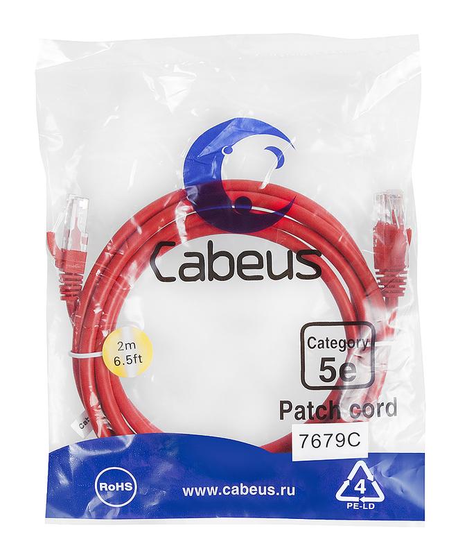 патч-корд u/utp кат.5e pc-utp-rj45-cat.5e-2m-rd-lszh 2xrj45/8p8c неэкранир. lszh 2м красн. cabeus 9515c от BTSprom.by