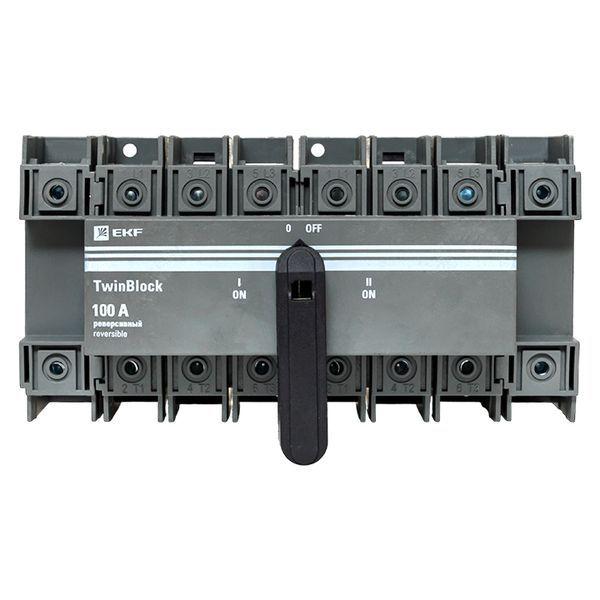  Рубильник 4п 100А реверсивный с рукояткой для прямой установки TwinBlock EKF tb-s-100-4p-rev фото в каталоге от BTSprom.by