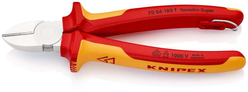 бокорезы vde l-180мм твердость кромок 62 hrc хром. knipex kn-7006180t от BTSprom.by