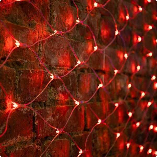 гирлянда "сеть" 2х1,5м, свечение с динамикой, прозрачный пвх, 288 led, 230 в, цвет: красный от BTSprom.by