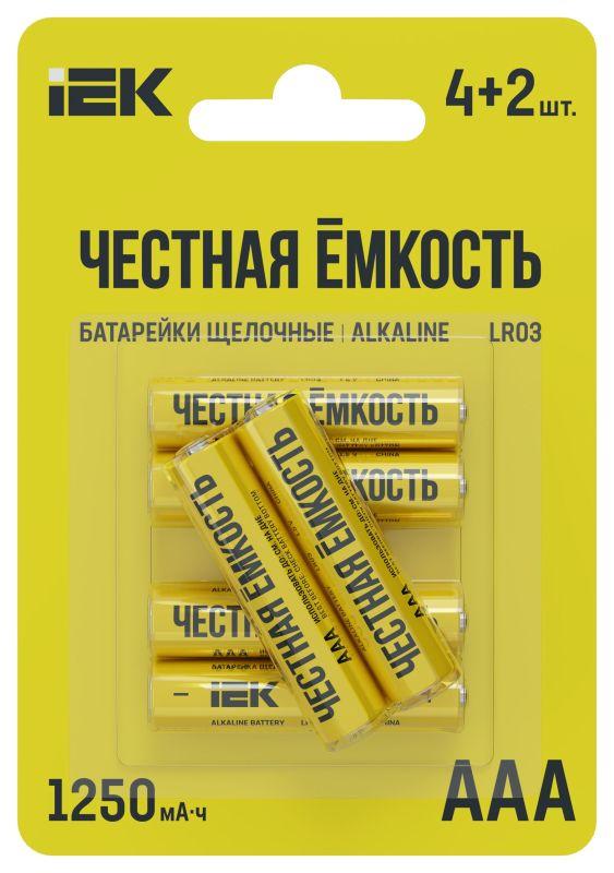 элемент питания алкалиновый lr03/aaa промо (блист.4+2шт) iek abt-lr03-op-l04-02 от BTSprom.by