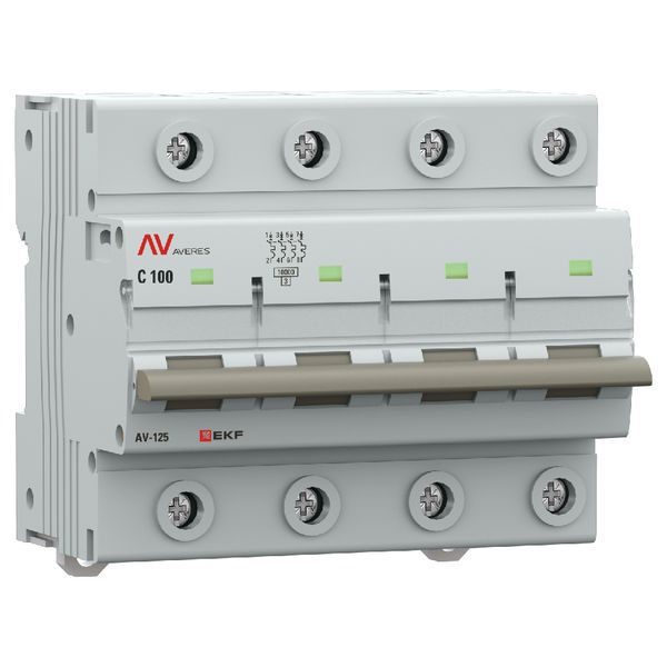  Выключатель автоматический модульный 4п D 100А 10кА AV-125 AVERES EKF mcb125-4-100D-av фото в каталоге от BTSprom.by
