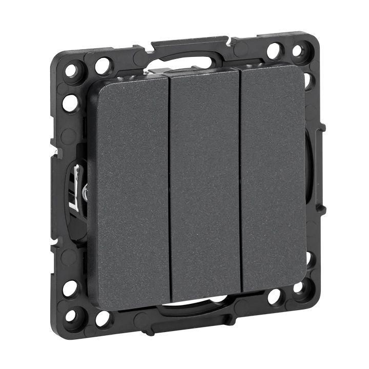 выключатель 3-кл. стокгольм 10а механизм черн. proxima ekf ezv10-024-10 от BTSprom.by
