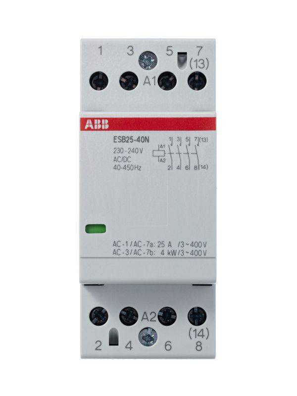  Контактор ESB25-40N-06 модульный (25А АС-1 4НО) катушка 230В AC/DC ABB 1SAE231111R0640 фото в каталоге от BTSprom.by