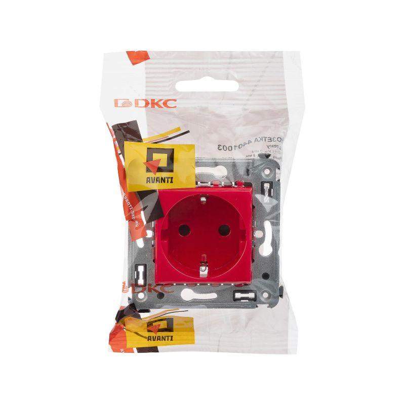  Розетка 1-м СП 2мод. Avanti "Красный квадрат" 16А IP20 2P+E защ. шторки красн. DKC 4401003 фото в каталоге от BTSprom.by