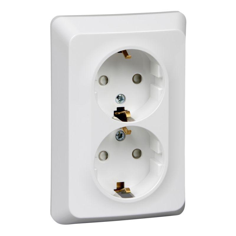 розетка 2-м сп этюд 16а ip20 250в с заземл. защ. шторки бел. se pc16-108b от BTSprom.by